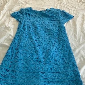 Aqua blue Lacey detailed dress